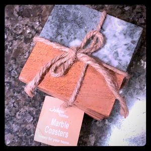 NWT -Set of marble & wood coasters